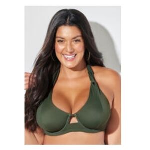 NEW Swimsuits For All Military Green Halter Bikini Bathing Suit Top